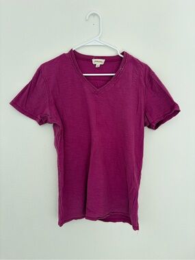 Diesel 100% Cotton V-Neck Short Sleeve Shirt Magenta Women’s Large